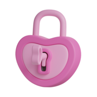 3d heart padlock valentines day icon png