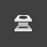 Printing magnifier icon in metallic grey color style. vector