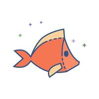 Hooked fish icon flat color style vector illustration