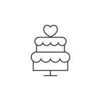 Wedding cake icon in thin outline style vector