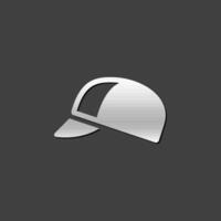 Cycling hat icon in metallic grey color style. Sport bicycle head protection vector