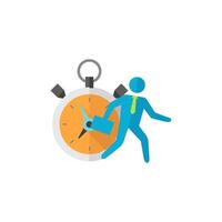 Businessman clock icon in flat color style. Business deadline time career job optimize speed vector