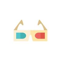 3D glasses icon in flat color style. Object entertainment three dimensional vision watching movie film vector