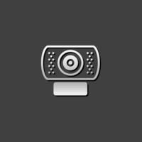 Webcam icon in metallic grey color style.Computer internet connection vector