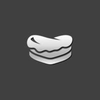 Cake icon in metallic grey color style. Food sweet delicious vector