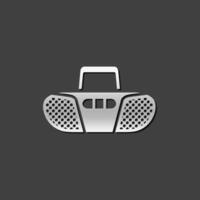 Cassette player icon in metallic grey color style. Music audio stereo vector