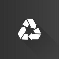 Recycle symbol flat color icon long shadow vector illustration