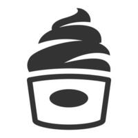 helado de icono blanco y negro vector