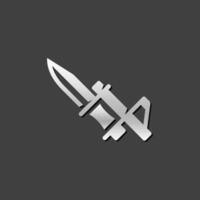 Bayonet knife icon in metallic grey color style. Weapon vintage riffle assault vector