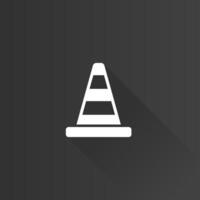 Traffic cone flat color icon long shadow vector illustration