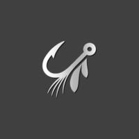 Fishing lure icon in metallic grey color style. Sport water attracts vector