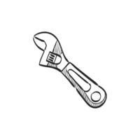 Hand drawn sketch icon adjustable wrench vector