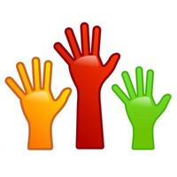 Hands icon in color. Family care kids parents vector