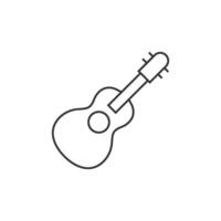 Guitar icon in thin outline style vector