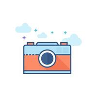 Range finder camera icon flat color style vector illustration