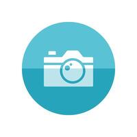 Camera icon in flat color circle style. Photography picture electronic imaging vector