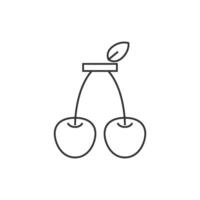 Cherry icon in thin outline style vector