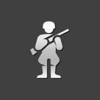 World War army icon in metallic grey color style. Weapon riffle uniform vector