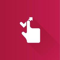 Finger gesture flat color icon long shadow vector illustration