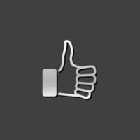 Thumb up hand icon in metallic grey color style. Internet social media news status vector