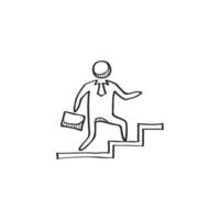 Hand drawn sketch icon businessman stairway vector