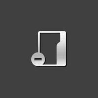 Folder icon in metallic grey color style. Computer files binder vector