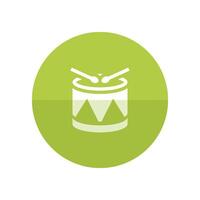 Drum icon in flat color circle style. Music percussion Christmas decoration celebration vector