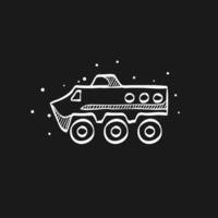 Armored vehicle icon in doodle sketch lines. Military army transportation bullet proof vector