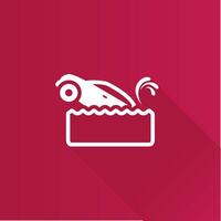 Drowned car flat color icon long shadow vector illustration