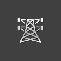 Pylon icon in metallic grey color style. Electricity high voltage vector