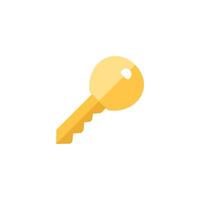 Key icon in flat color style. Safety protection house home property gold yellow vector