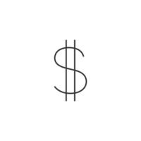 Dollar sign icon in thin outline style vector