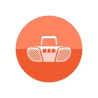 Cassette player icon in flat color circle style. Music dance party audio stereo mini compo vector