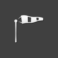 Windsock icon in metallic grey color style.Air wind direction vector