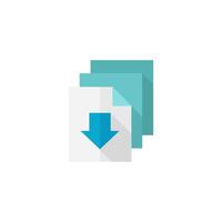 Multiple download arrow icon in flat color style. vector