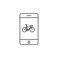 Cycling apps icon in thin outline style vector