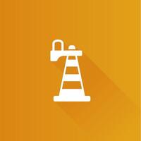 Traffic cone flat color icon long shadow vector illustration