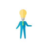 Light bulb head icon in flat color style. Businessman idea imagination solution inspiration vector