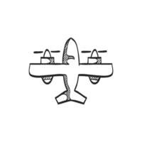 Hand drawn sketch icon vintage airplane vector