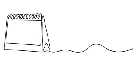 Loose-leaf calendar continuous line drawing. Organizer concept. Time planer concept vector