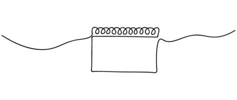 Loose-leaf calendar continuous line drawing. Organizer concept. Time planer concept vector