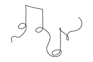 One continuous line drawing of musical notes. Minimalist music symbol or logo. Musical concept vector