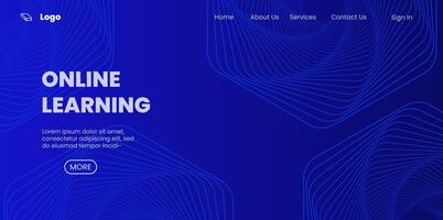 Online education landing page template. Abstract background for e-learning school web site vector