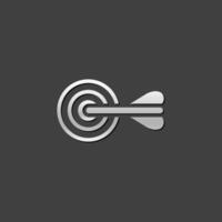 Arrow bullseye icon in metallic grey color style. Business sport strategy vector