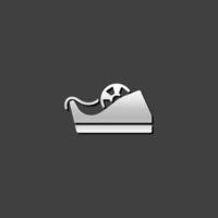 Tape dispenser icon in metallic grey color style.Office tool supplies vector