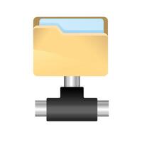 Shared folder icon in color. Computer network, file sharing vector