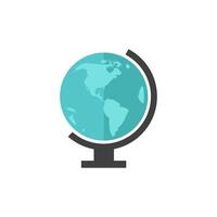 Globe icon in flat color style. Vector illustration.