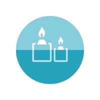 Candles icon in flat color circle style. Light, memorial, fire vector