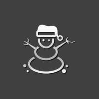 Snowman icon in metallic grey color style.Snow winter December vector