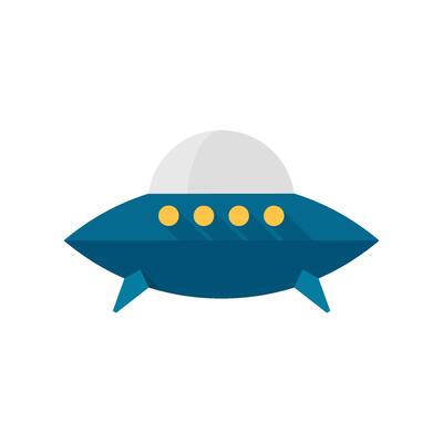 Flying saucer icon in flat color style. Alien, outer space, earth invasion